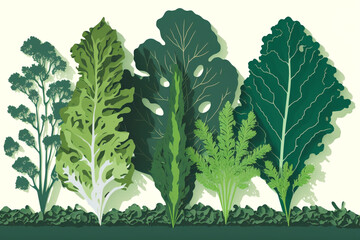 Layered Paper Cut Illustration of Salad Greens