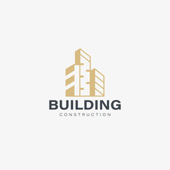 Building logo vector concept with luxury gold color design template
