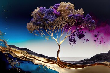 marble abstract liquid stone big tree