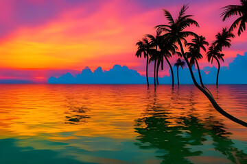 Fototapeta na wymiar tropical island sunset