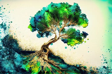 marble abstract liquid stone big tree