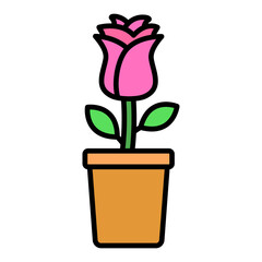 Flower Pot Filled Line Icon
