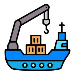Cargo Ship Filled Line Icon