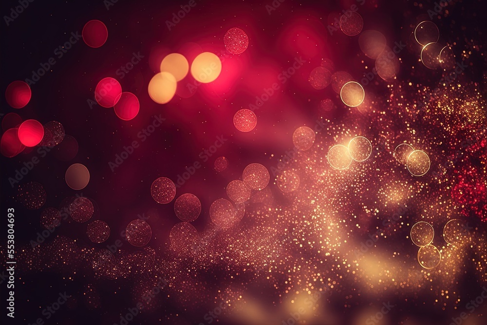 Poster bokeh retro red glitter lights backdrop generative ai