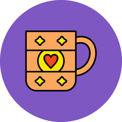 Tea Mug Multicolor Circle Filled Line Icon