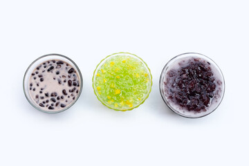 Thai dessert in glass bowls