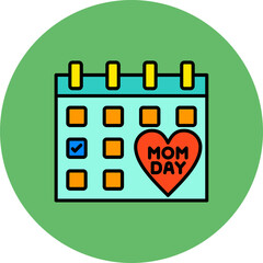 Calendar Multicolor Circle Filled Line Icon