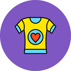 Tshirt Multicolor Circle Filled Line Icon