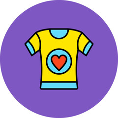 Tshirt Multicolor Circle Filled Line Icon