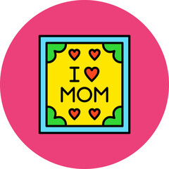 I Love Mom Multicolor Circle Filled Line Icon