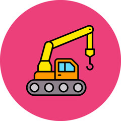 Crane Multicolor Circle Filled Line Icon