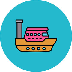 Ship Multicolor Circle Filled Line Icon