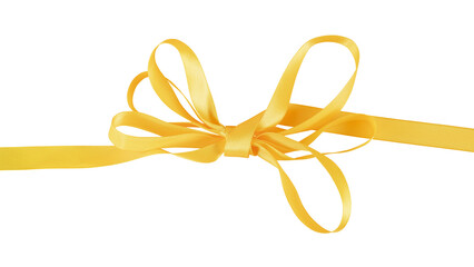 Yellow tied ribbon. Isolated png with transparency