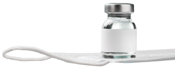 Vaccine and syringe injection and medical mask