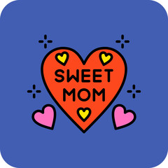 Heart Multicolor Round Corner Filled Line Icon
