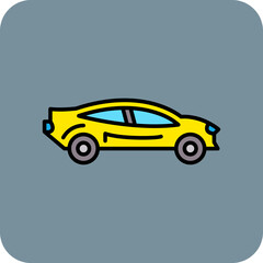 Sports Car Multicolor Round Corner Filled Line Icon