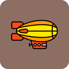 Airship Multicolor Round Corner Filled Line Icon © Maan Icons