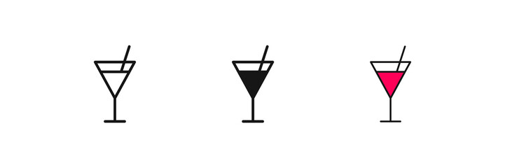 Cocktail glass icon. Alcohol drink cup sign. Bar party symbol. Vector sign.
