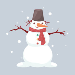 Snowman vector cute Christmas illustration