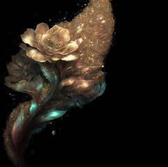 A Flower with Sparkling Petals on a Black Background made with Generative AI