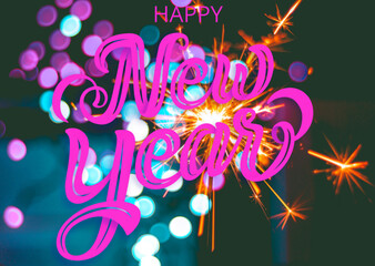 HAPPY NEW YEAR WITH LIGHTS