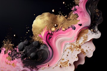 marble pink and gold liquid background, wallpaper, abstract