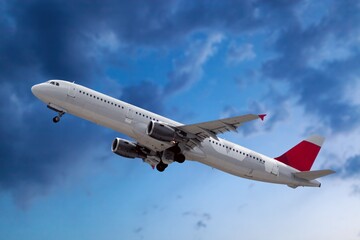 Passenger modern new plane in sky