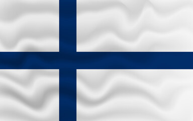 Obraz premium Wavy flag of Finland. Flag of Finland with a wavy effect. vector illustration