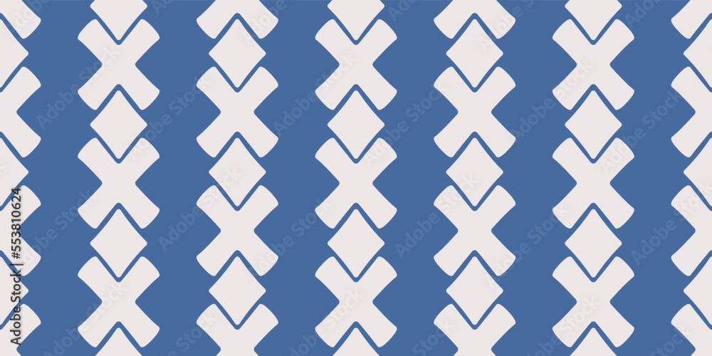 Aufkleber Crosses and rhombuses alternate in a column, being back to back. Vector for print seamless, pattern for stylish design of surfaces.
