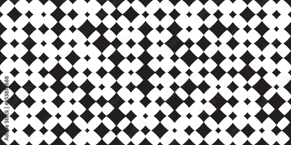 Poster A black and white pattern of shapes, checkerboard surface rhombs. Vector for print seamless, pattern for stylish design of surfaces.