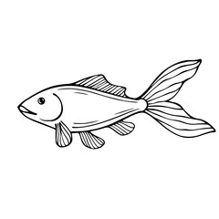 Linear sketch of a fish.Vector graphics.