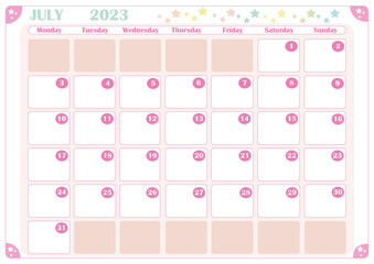 2023 CALENDAR  Pastel color