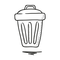 Trash icon. Hand drawn vector illustration
