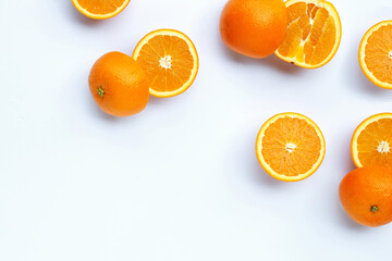 High vitamin C, Juicy and sweet. Fresh orange fruit  on white.