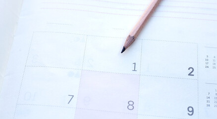 Pencil on notebooks or paper on white background