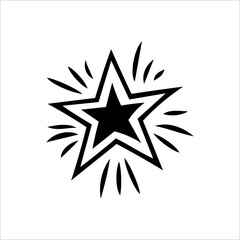 Hand drawn vector star. Sketch style icons. Simple star in doodle style. Illustration for decoration.