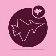 Combat drone icon. fighter jet silhouette. drone icon. burgundy color