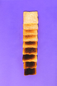Stages of burnt bread toast