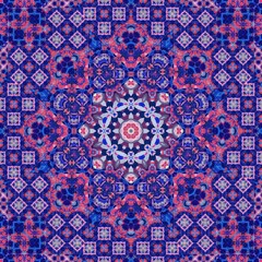 Nautical boho bandanna coastal patchwork fabric tile. Seamless pattern in patched washed fabric effect quilt. Endless summer beach fashion repeat swatch.