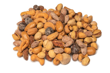  A group of almonds, pistachios, walnuts, macadamia, cashews.
