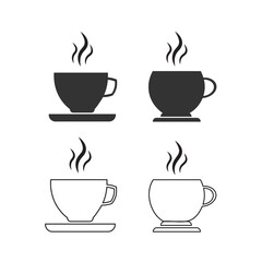 Cup icon. Dishes set line and background vector ilustration.