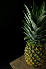 Dojrzały ananas na drewnianym blacie © Fotosylwester