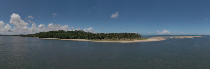 panoramic view of the island and where the river meets the sea