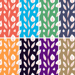 Seamless Leaves Pattern with Colorful Background