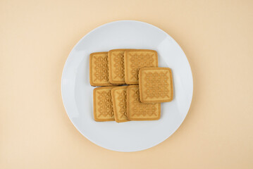 cookies in a plate, top view