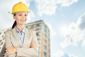 Building concept, construction worker on site