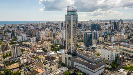 Fototapeta na wymiar Vista aérea de la ciudad de Santo Domingo, Distrito Nacional.