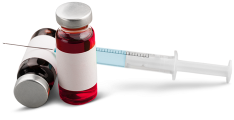 Vaccine bottle  Covid - 19 Corona virus Vaccine injection  and a medical syringe