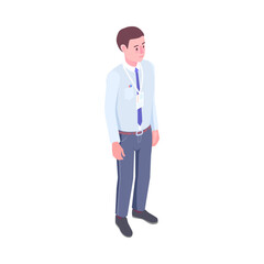 Isometric Male Clerk Composition