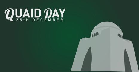 Quaid Day poster. Quaid-e-Azam birthday celebration poster. 25th of December poster for social media